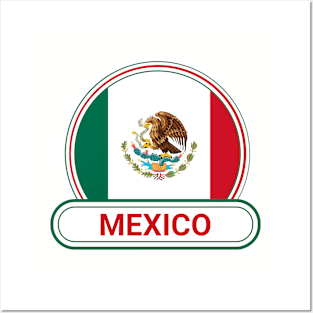 Mexico Country Badge - Mexico Flag Posters and Art